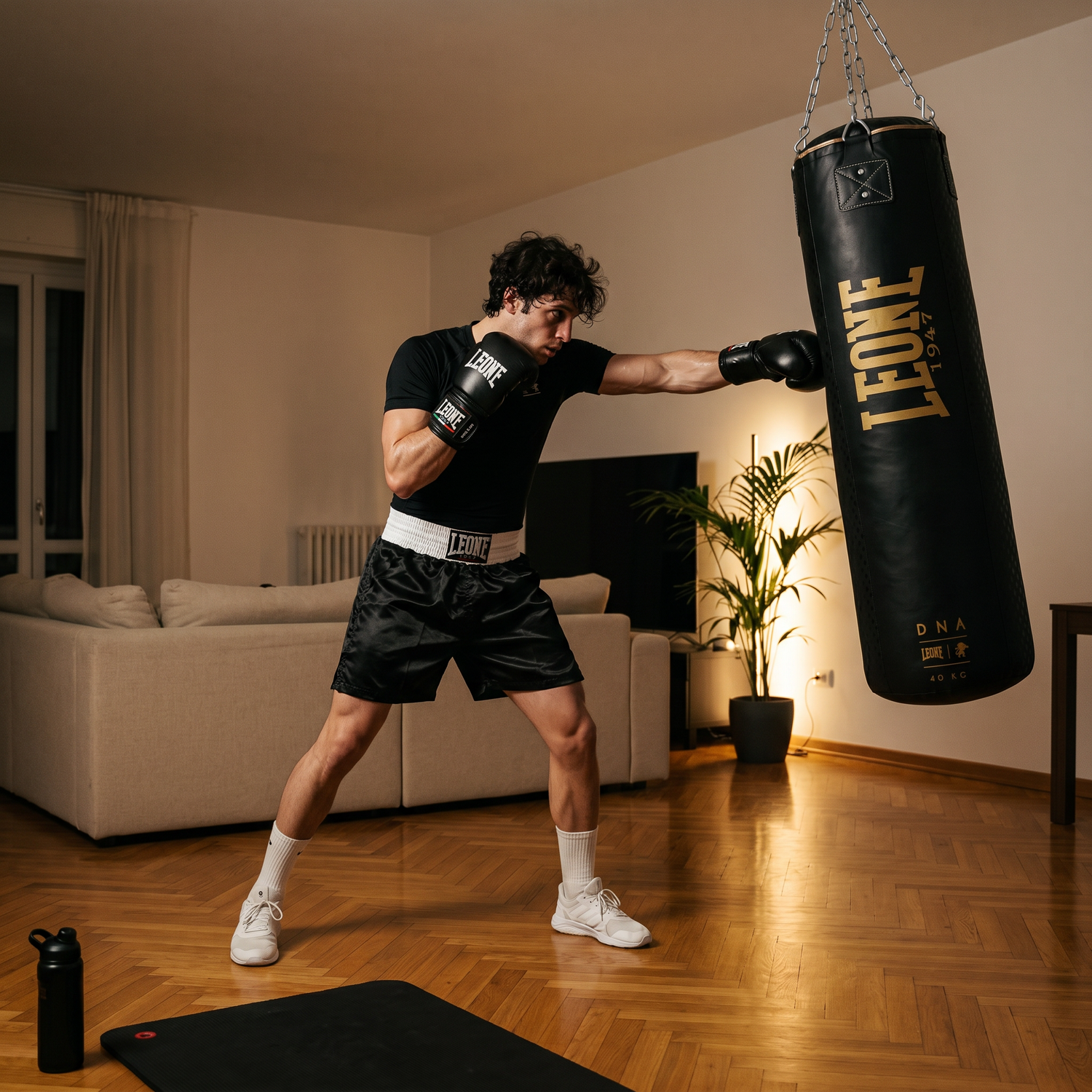 Allenamento boxe a casa con attrezzatura Leone 1947
