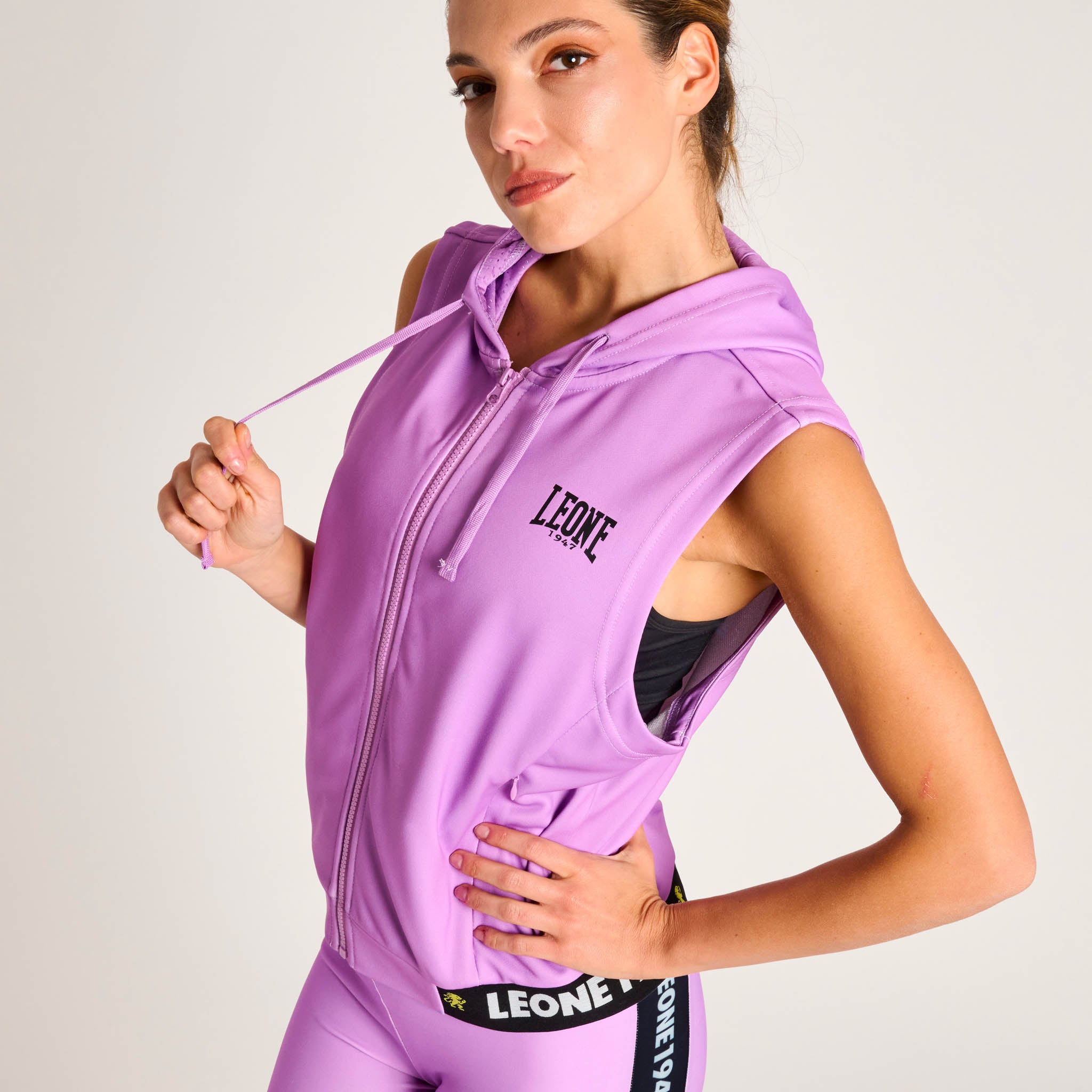 LIGHTWEIGHT STRIPE 47 HOODED SLEEVELESS SWEATSHIRT