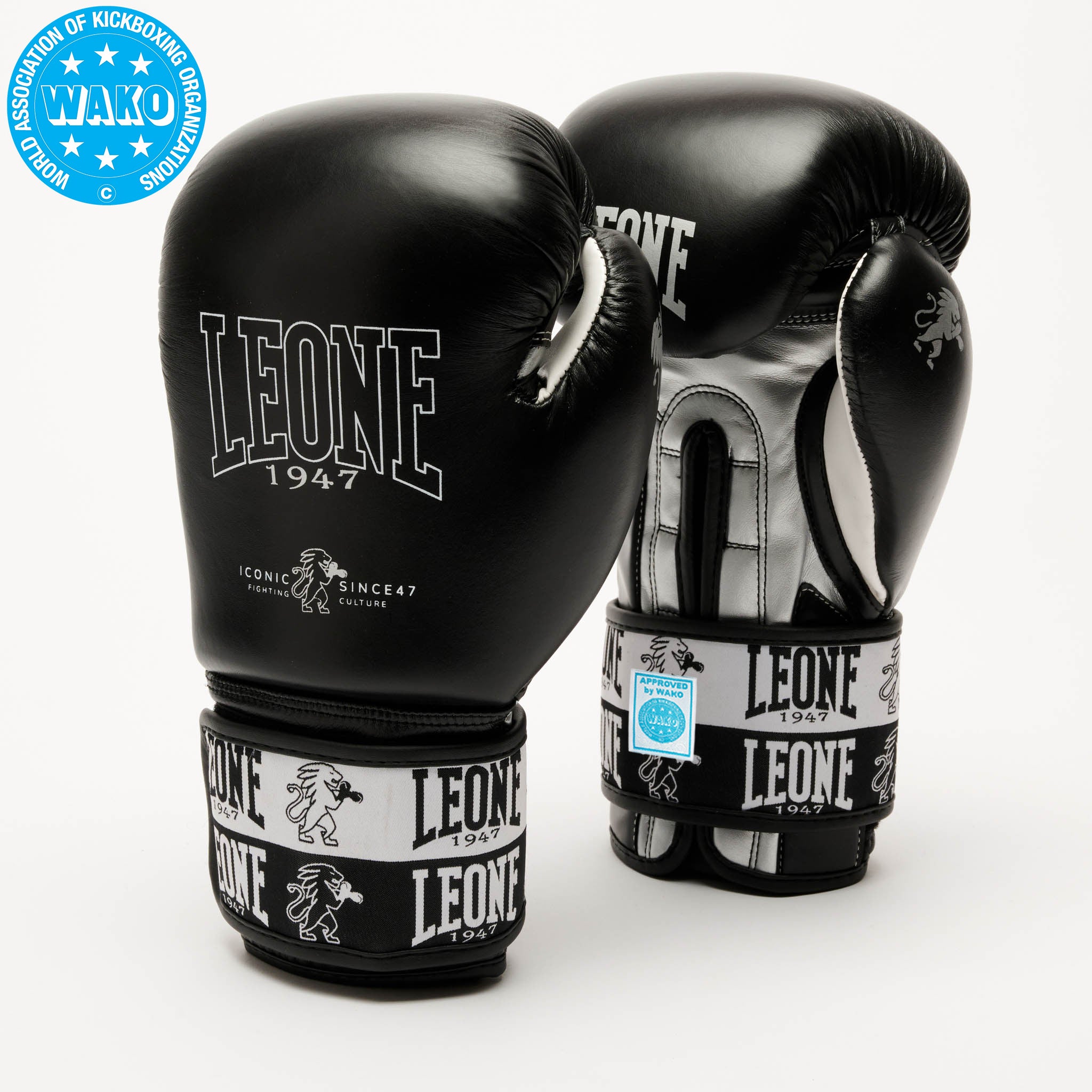 ICONIC BOXING GLOVES WAKO APPROVED GN208W black | Leone 1947
