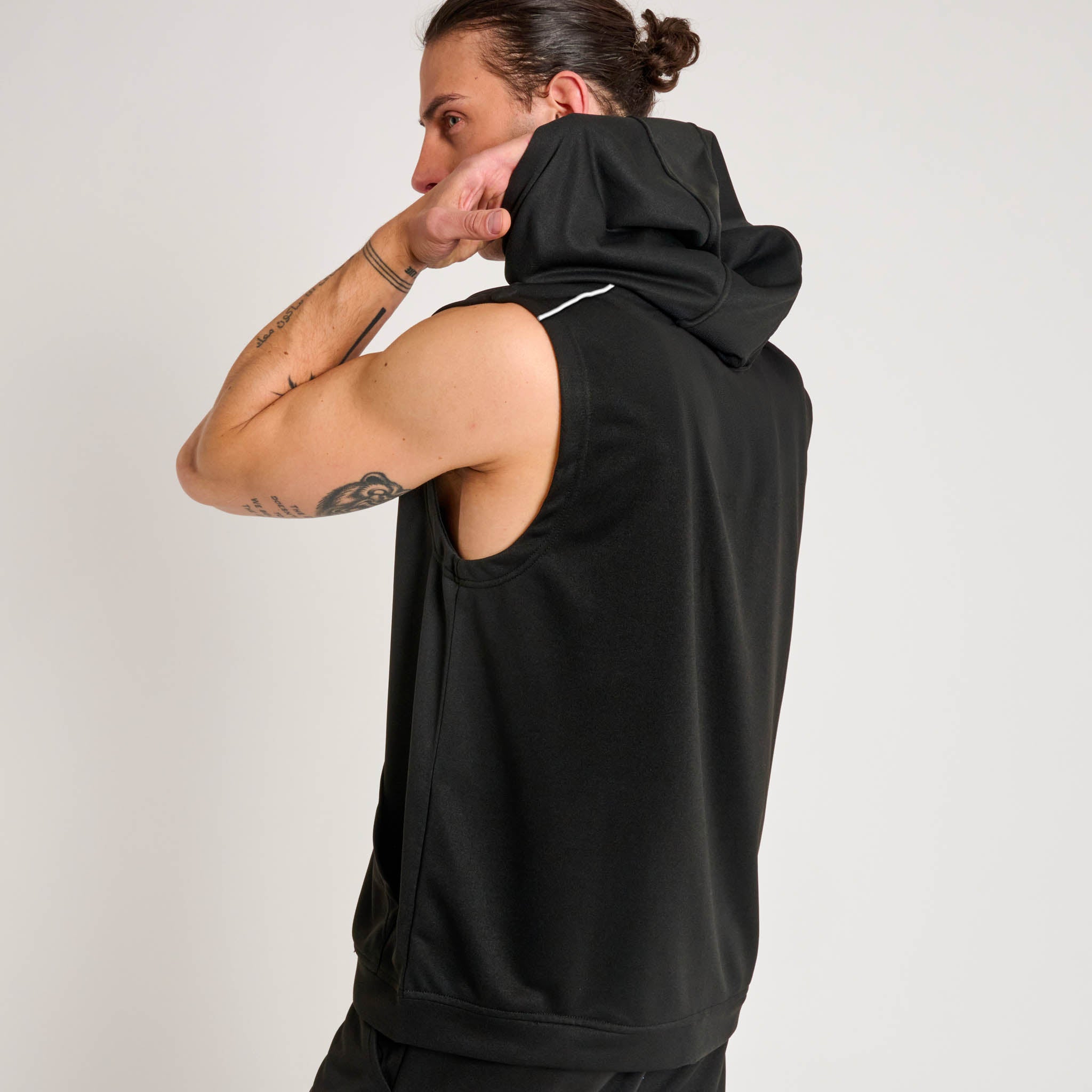 LIGHTWEIGHT CLASSIC HOODED SLEEVELESS SHIRT ABX306 black | Leone