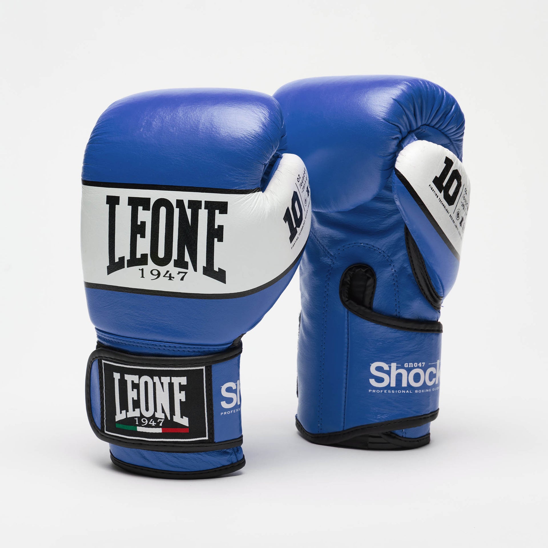 Guanti Da Boxe Shock Leone 1947 – Pelle Di Bufalo, Imbottitura Assorbente E Chiusura Velcro, Per Professionisti